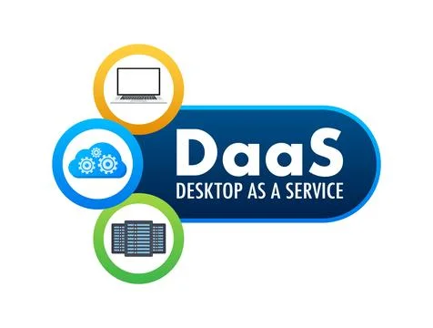 DaaS - Desktop as a Service. Cloud based software. Vector stock illustration. 스톡 일러스트