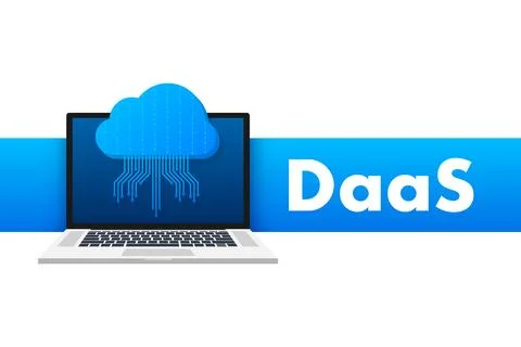 DaaS - Desktop as a Service. Cloud based software. Vector stock illustration. Stock Illustration