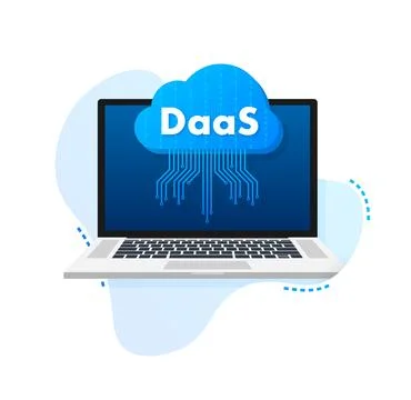 DaaS - Desktop as a Service. Cloud based software. Vector stock illustration. Illustrazione stock