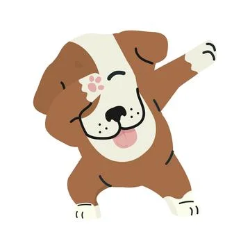 Dabbing Dog cool cartoon vector Stock Illustration
