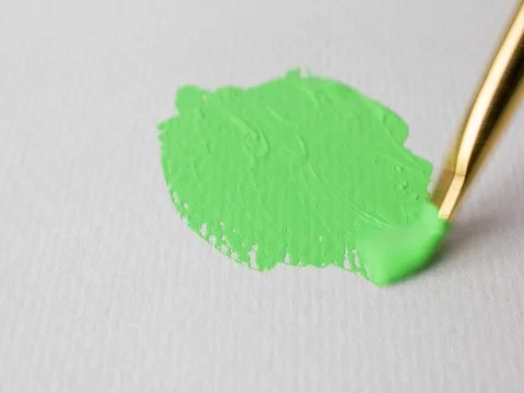 Dabbing green acrylic onto heavyweight paper Stock Footage