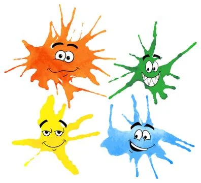 Dabs of paint with emotional faces Stock-Illustration