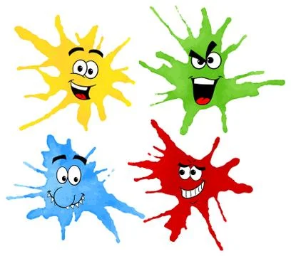 Dabs of paint with emotional faces Stock Illustration