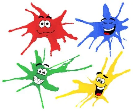 Dabs of paint with emotional faces Stock Illustration