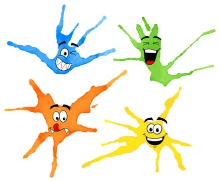 Dabs of paint with emotional faces Stock-Illustration