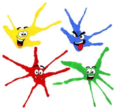 Dabs of paint with emotional faces Stock Illustration
