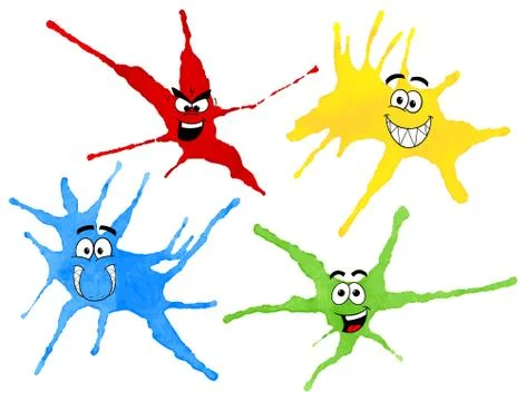 Dabs of paint with emotional faces Stock Illustration