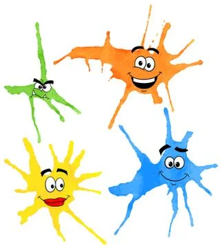 Dabs of paint with emotional faces Stock Illustration