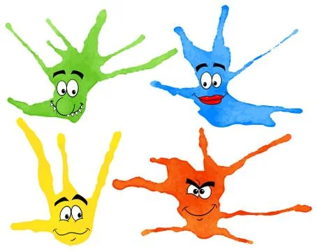 Dabs of paint with emotional faces Stock Illustration