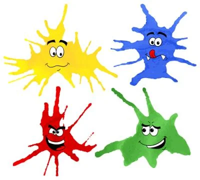 Dabs of paint with emotional faces Stock Illustration