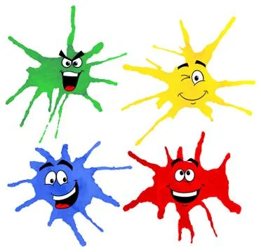 Dabs of paint with emotional faces Stock Illustration