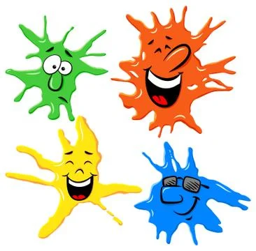 Dabs of paint with emotional faces Illustrazione stock