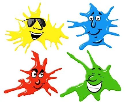 Dabs of paint with emotional faces Stock Illustration