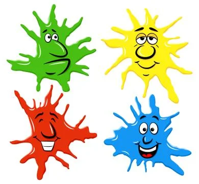 Dabs of paint with emotional faces Stock Illustration