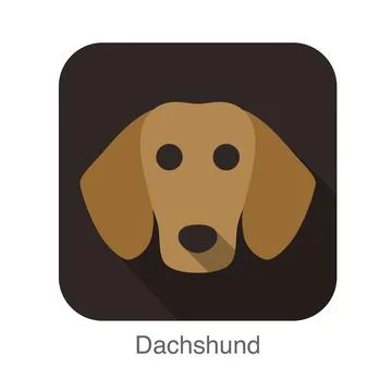Dachshund dog face flat icon, vector illustration Stock Illustration
