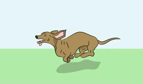 Dachshund dog running, vector Stock Illustration