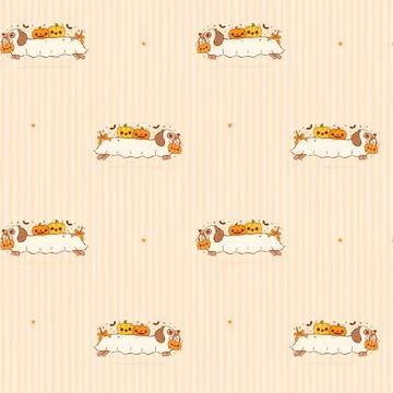 Dachshund Halloween Ghost Seamless Pattern Spooky Hand Drawn Doodle Quirky .. Stock Illustration