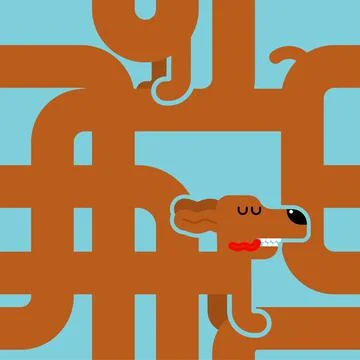 Dachshund pattern seamless. long dog texture. Pet background. Ornament for ch 스톡 일러스트