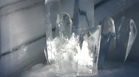Dachstein Ice cave with ice crystals close-up Stock Footage 42144412