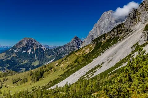 Dachstein mountain range in Austria Alps Stock Photos