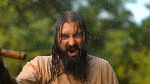 Dacian warrior, slow motion Stock Footage 86460045