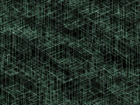 Dackground texture with green 3d wireframe lines Stock Illustration