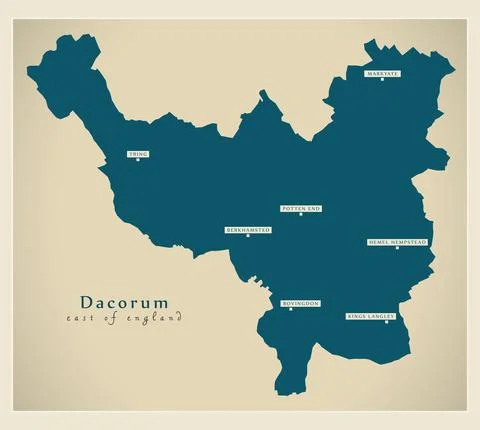 Dacorum district map - England UK Stock Illustration