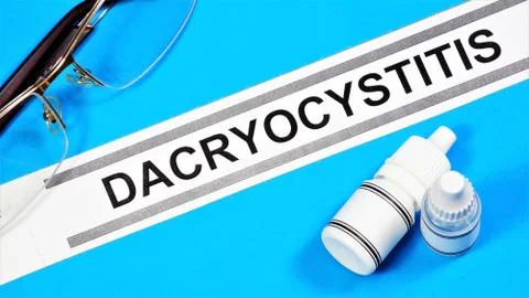 Dacryocystitis. Text label to indicate the state of health. Stock Photos