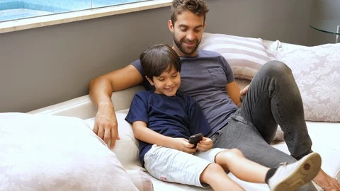 Dad and boy bonding Stock Footage 89346761