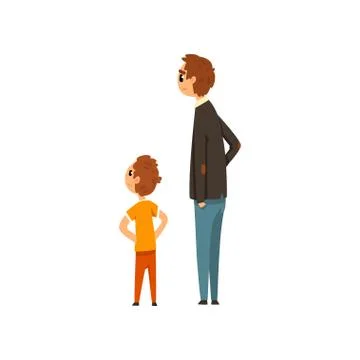 Dad and his son looking at something vector Illustration on a white background Illustrazione stock