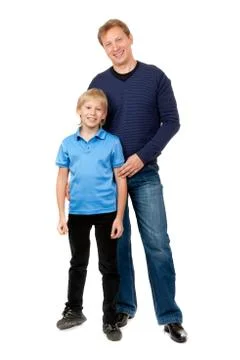 Dad and son are in the studio Stock Photos
