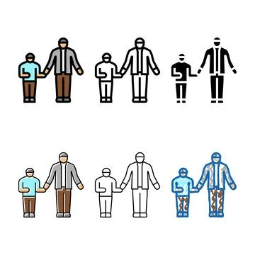 Dad and son forms hairdressing color icon vector Stock Illustration