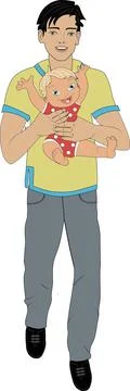 Dad and son have fun together. Stock Illustration