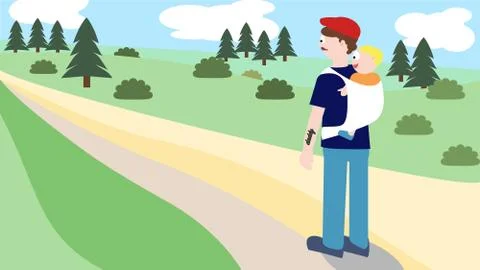 Dad and son 库存插图