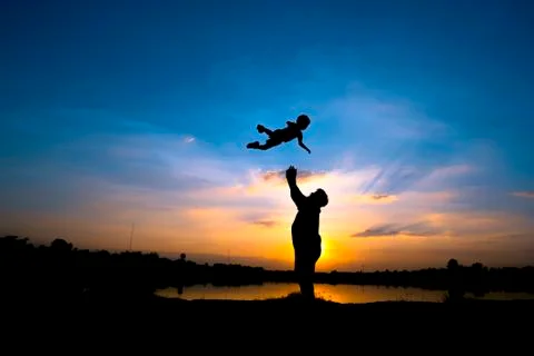 Dad and son playing Stock Photos