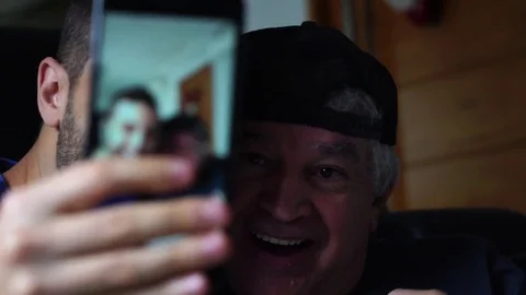 Dad and son taking selfie Stock Footage 82282647