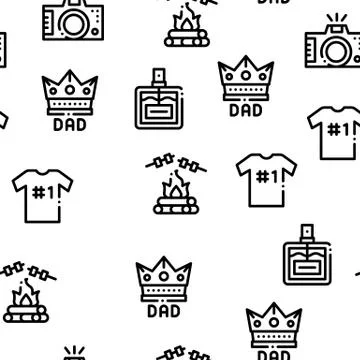 Dad Father Parent Seamless Pattern Vector Stock Illustration