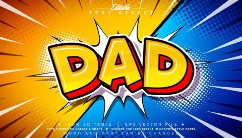 Dad Father's Day Editable Text Effect Design Vector Graphic Style with Cartoo 스톡 일러스트