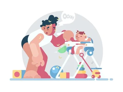 Dad feeds child Stock Illustration