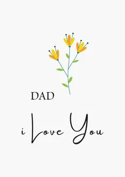 Dad I Love You Greeting Card with Elegant Floral Design Stock Illustration