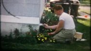 Dad Painting The Trim On House In Suburbia 1950S Vintage Film Home Movie 2148 Stock Footage