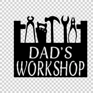 Dad S Workshop Tools Silhouette Toolbox holding black white Stock Illustration