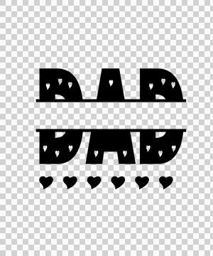 Dad Split Name Text Design Decorated and heart shapes Illustrazione stock