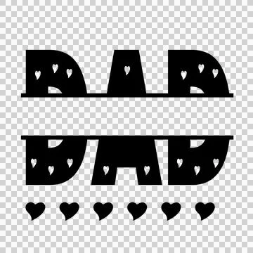 Dad Split Name Typography With Heart Patterns text and Illustrazione stock