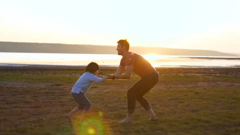 Dad turns his son 2 Stock Footage 108127701