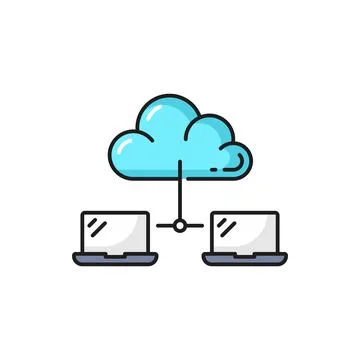 Dada cloud access and sync technology outline icon 库存插图