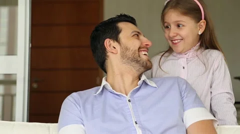Daddy with his daughter having fun together Stock Footage 40189144
