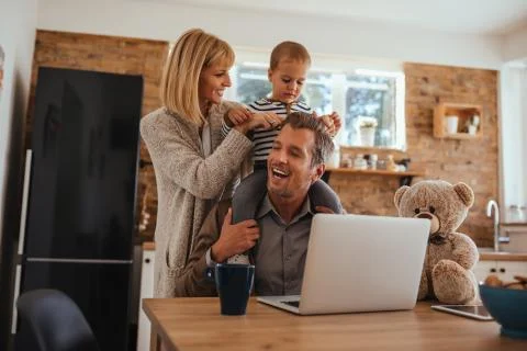 Daddy, play with me! Stock Photos