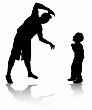Daddy scares his son Stock Illustration