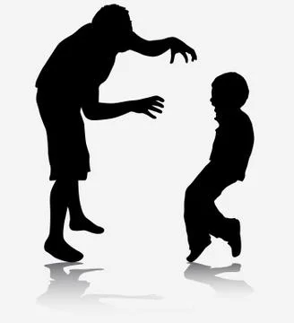 Daddy scares his son Stock Illustration